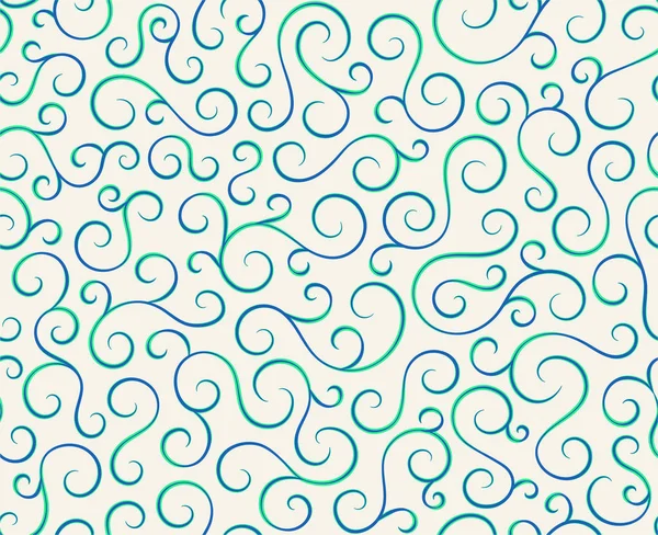 Linha espiral abstrato sem costura padrão background.Curl ornamento floral infinitas ondas strokes.Sea aqua água redemoinho decoração texture.Vector para impressão ou tecido textile.Cover para telha, flyleaf, embrulho . — Vetor de Stock