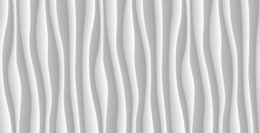 Beyaz soyut dalga geçmiş. 3D dalgalar desen doku. Geometrik siyah ve beyaz duvar kağıdı. Eğri duvar dekor desen. Vektör çizim.