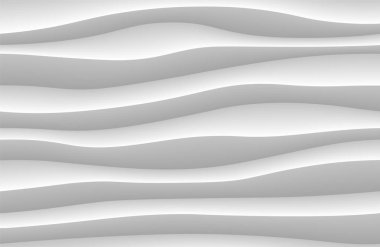Beyaz soyut dalga geçmiş. 3D dalgalar desen doku. Geometrik siyah ve beyaz duvar kağıdı. Eğri duvar dekor desen. Vektör çizim.