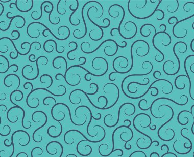 Çizgi sarmal, soyut, dikişsiz desen arka plan. Kıvrımlı süs çiçekleri, bitmeyen dalgalar. Deniz suyu girdabı deseni. Parmak izi veya kumaş dokusu için vektör..