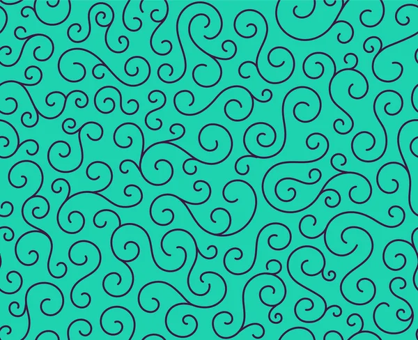 Line spiral abstract seamless pattern background.Curl ornament floral endless waves strokes.Sea aqua water swirl decoration texture.Vector for print or fabric textile.Cover for tile, flyleaf, wrapping . — стоковый вектор