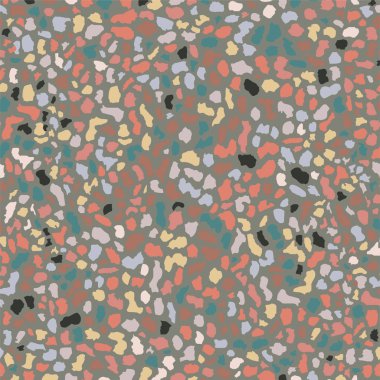Terrazzo döşeme doku, kahverengi Dikişsiz desen arka plan. Zemin, duvar, döşeme veya Tekstil baskı için soyut vektör tasarımı.