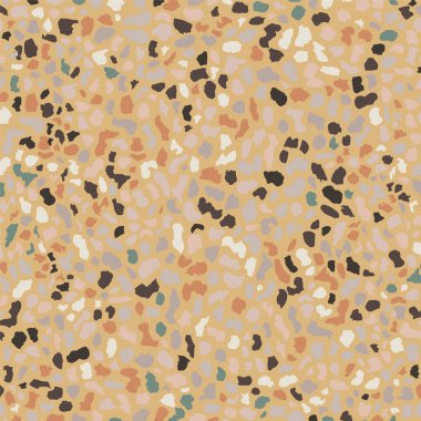 Terrazzo döşeme doku, kahverengi Dikişsiz desen arka plan. Zemin, duvar, döşeme veya Tekstil baskı için soyut vektör tasarımı.