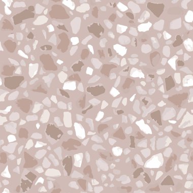 Terrazzo döşeme, pürüzsüz desen, kahverengi arka plan dokusu. Zemin, duvar, kiremit veya tekstil üzerindeki baskı için soyut vektör tasarımı.