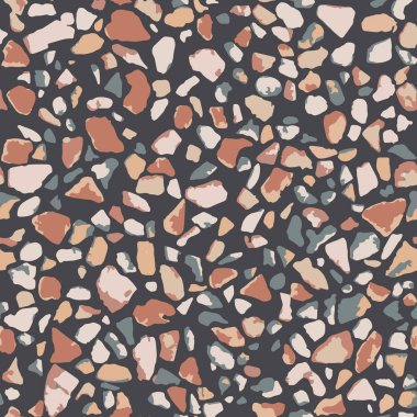 Terrazzo döşeme, pürüzsüz desen, kahverengi arka plan dokusu. Zemin, duvar, kiremit veya tekstil üzerindeki baskı için soyut vektör tasarımı