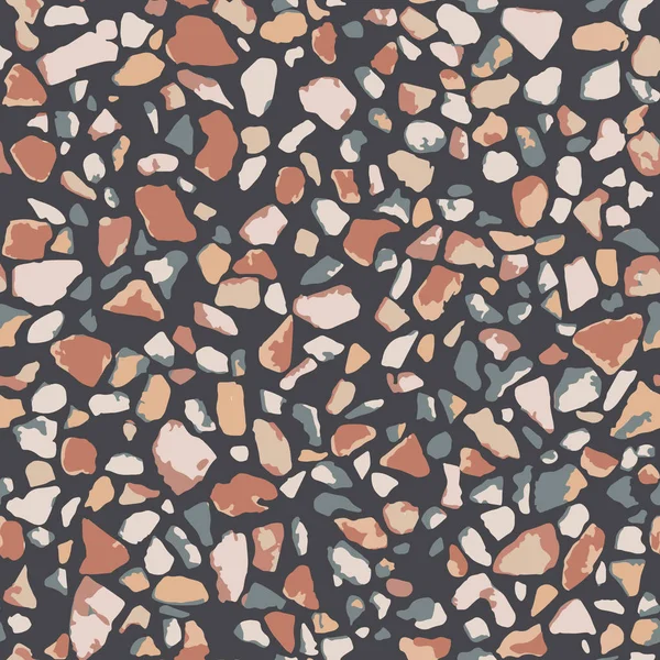 Suelo de terrazo, patrón sin costuras, textura de fondo marrón. Diseño vectorial abstracto para impresión en suelo, pared, baldosa o textil — Archivo Imágenes Vectoriales