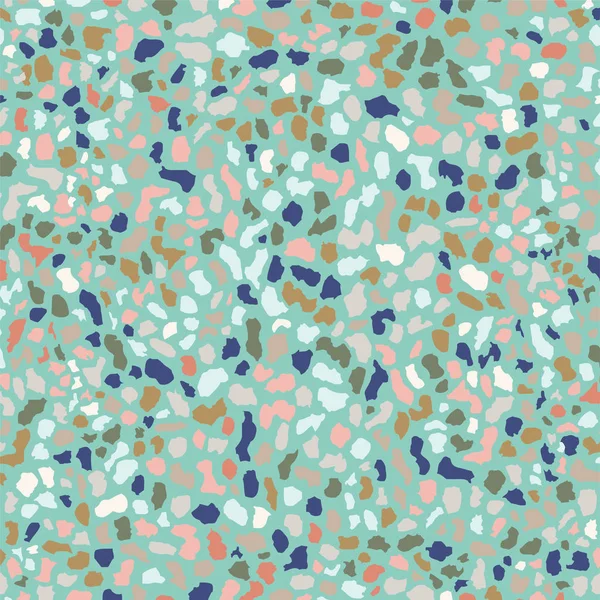 Terrazzo vloerbedekking, blauwe naadloze patroon achtergrond textuur. Abstract vectorontwerp voor bedrukking op vloer, wand, tegel of textiel. — Stockvector