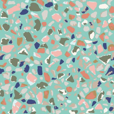 Terrazzo döşeme, mavi pürüzsüz arka plan dokusu. Zemin, duvar, kiremit veya tekstil üzerindeki baskı için soyut vektör tasarımı.