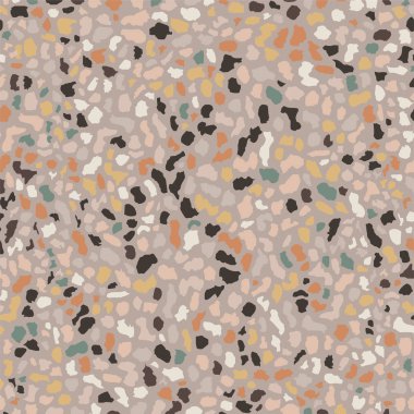 Terrazzo döşeme doku, kahverengi Dikişsiz desen arka plan. Zemin, duvar, döşeme veya Tekstil baskı için soyut vektör tasarımı.