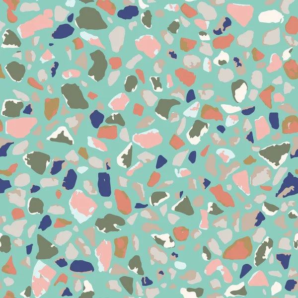 Terrazzo-Fußboden, blauer, nahtloser Hintergrundbelag. Abstraktes Vektordesign für Druck auf Boden, Wand, Fliese oder Textil. — Stockvektor