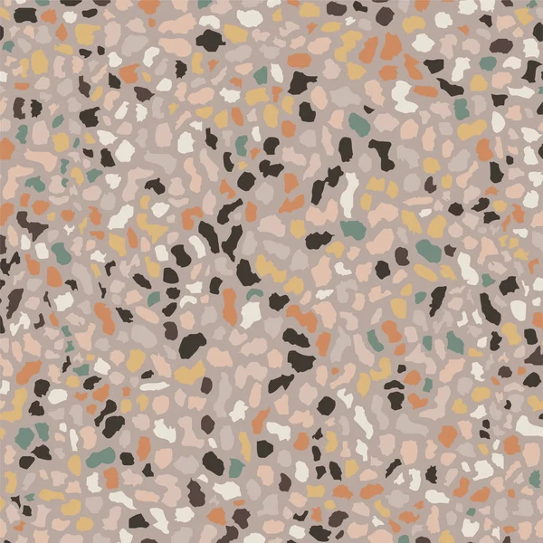 Terrazzo flooring texture, brown seamless pattern background. Абстрактный векторный дизайн для печати на полу, стене, плитке или текстиле . — стоковый вектор