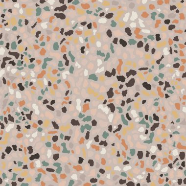 Terrazzo döşeme doku, kahverengi Dikişsiz desen arka plan. Zemin, duvar, döşeme veya Tekstil baskı için soyut vektör tasarımı.