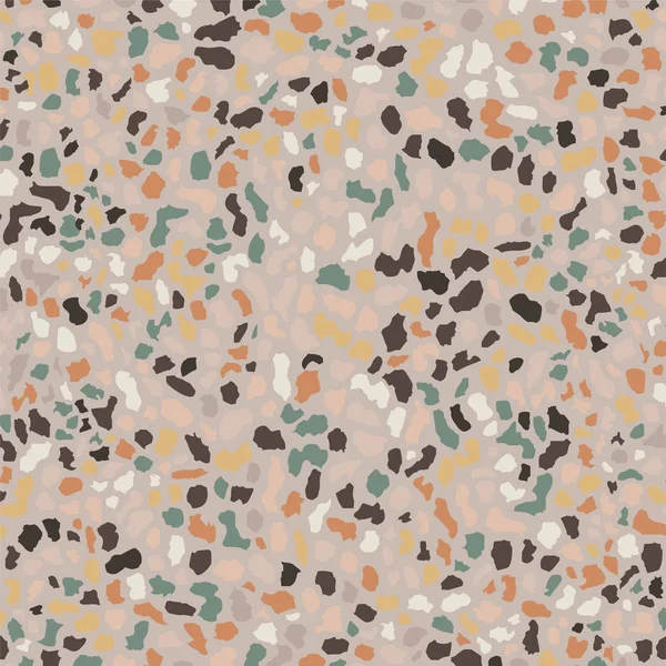 Terrazzo-Fußbodenstruktur, brauner, nahtloser Hintergrund. abstraktes Vektordesign für Druck auf Boden, Wand, Fliese oder Textil. — Stockvektor