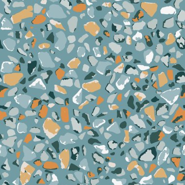 Terrazzo döşeme, mavi pürüzsüz arka plan dokusu. Zemin, duvar, kiremit veya tekstil üzerindeki baskı için soyut vektör tasarımı