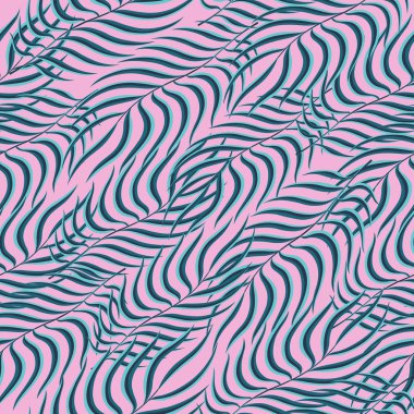 Egzotik tropik desensiz arka plan. Kumaş moda tekstil renk yaprakları, arka planda pürüzsüz yalıtılmış. Yaz vektör tasarımı için hoş bir yeşillik dekoru. Çiçekli tropikal yapraklar suluboya kaplama.