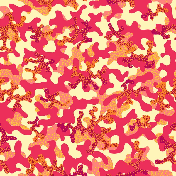 Camouflage abstrait, fond de motif sans couture de la mode. Cool camouflage texture militaire .Nature, illustration florale. Motif sans couture enfants tissu tissu de mode textile. Moderne et coloré. Vecteur . — Image vectorielle