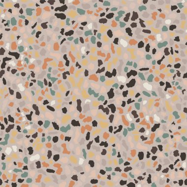 Terrazzo döşeme doku, kahverengi Dikişsiz desen arka plan. Zemin, duvar, döşeme veya Tekstil baskı için soyut vektör tasarımı.
