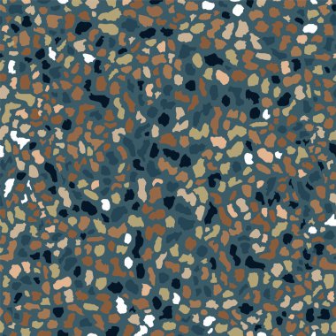 Terrazzo döşeme, mavi pürüzsüz arka plan dokusu. Zemin, duvar, kiremit veya tekstil üzerindeki baskı için soyut vektör tasarımı.