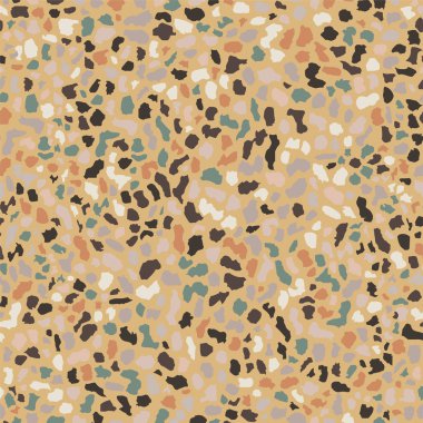 Terrazzo döşeme, pürüzsüz desen, kahverengi arka plan dokusu. Zemin, duvar, kiremit veya tekstil üzerindeki baskı için soyut vektör tasarımı.