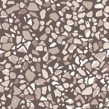 Terrazzo döşeme, pürüzsüz desen, kahverengi arka plan dokusu. Zemin, duvar, kiremit veya tekstil üzerindeki baskı için soyut vektör tasarımı