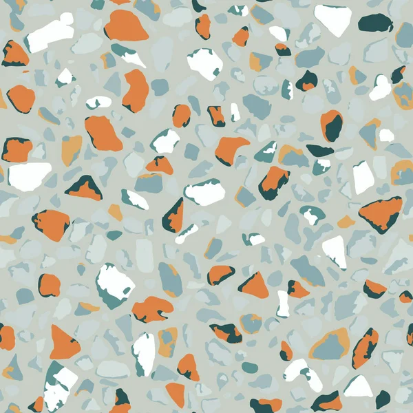 Terrazzo-Fußboden, blauer, nahtloser Hintergrundbelag. Abstraktes Vektordesign für Druck auf Boden, Wand, Fliese oder Textil — Stockvektor