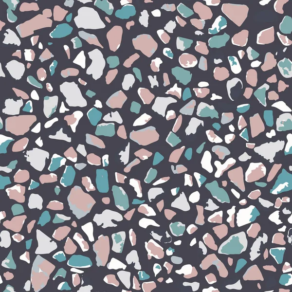 Terrazzo-Fußboden, blauer, nahtloser Hintergrundbelag. Abstraktes Vektordesign für Druck auf Boden, Wand, Fliese oder Textil — Stockvektor
