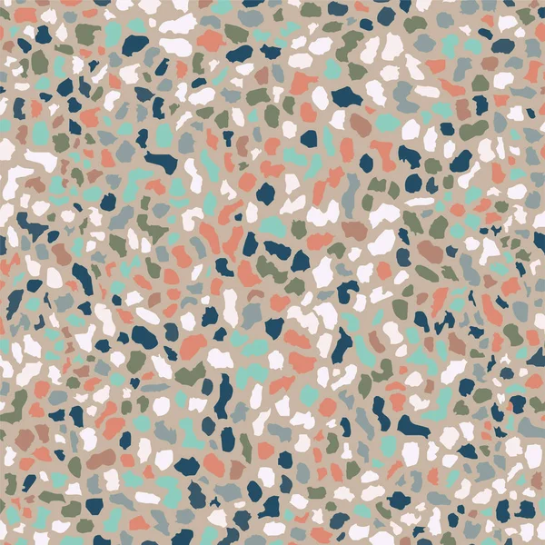 Terrazzo vloerbedekking, blauwe naadloze patroon achtergrond textuur. Abstract vectorontwerp voor bedrukking op vloer, wand, tegel of textiel. — Stockvector