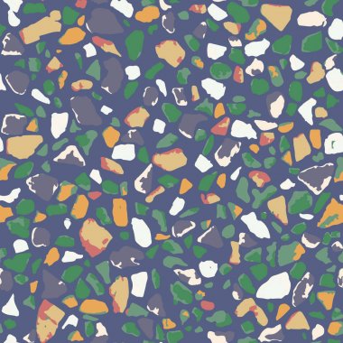 Terrazzo döşeme, mavi pürüzsüz arka plan dokusu. Zemin, duvar, kiremit veya tekstil üzerindeki baskı için soyut vektör tasarımı