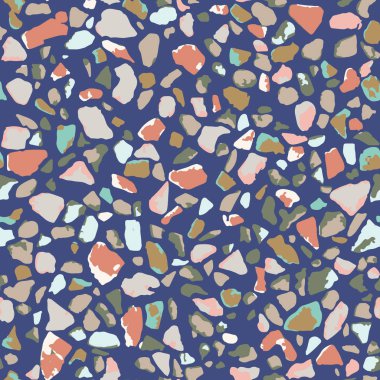 Terrazzo döşeme, mavi pürüzsüz arka plan dokusu. Zemin, duvar, kiremit veya tekstil üzerindeki baskı için soyut vektör tasarımı