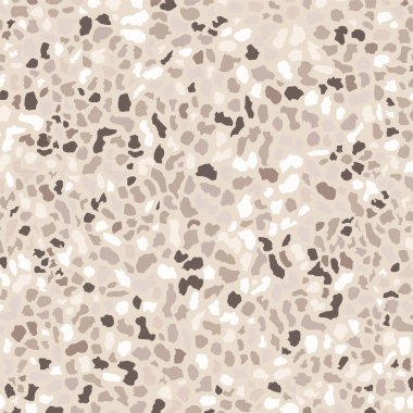 Terrazzo döşeme, pürüzsüz desen, kahverengi arka plan dokusu. Zemin, duvar, kiremit veya tekstil üzerindeki baskı için soyut vektör tasarımı.