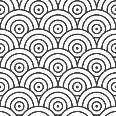 Devamlı Soyut Görsel Izgara Dokusu. Kusursuz Yaratıcı Vektör Çemberi Tekrarlama Şablonu. Tekrarlayan Süslü Yuvarlak 