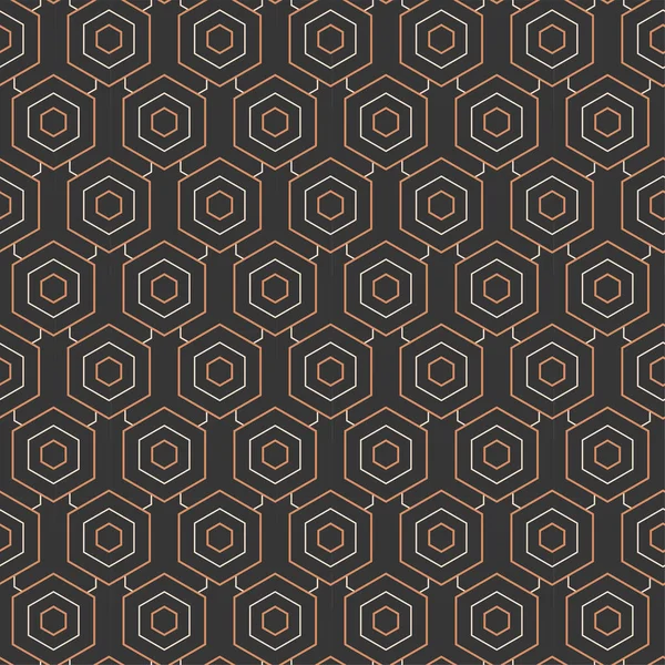 Hexágono Gráfico de Onda Repetitiva, Textura de Design. Repetir Tileable Vector Tecnologia Decoração Padrão. Luxo preto contínuo , — Vetor de Stock