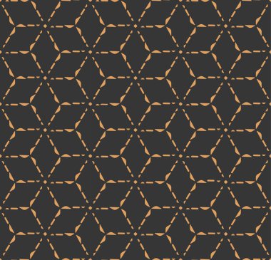 Tekrarlayan Modern Vektör Karanlık Yazdırma Dokusu. Altın Ramazan Artdeco Deseni. Kara Dalgalı Sanat dokusu. Süsleme 