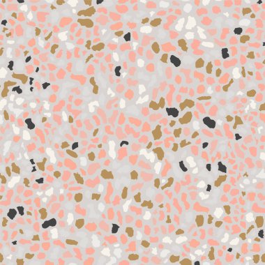 Terrazzo döşeme, pürüzsüz desen, pastel arka plan. Zemin, duvar, kiremit veya tekstil üzerindeki baskı için soyut vektör dokusu tasarımı.
