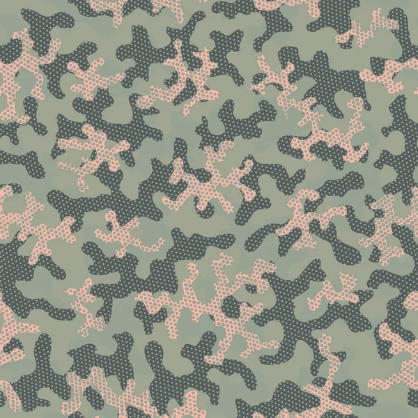 Camuflagem marrom padrão sem costura. Desert Seamless Circle Cenário Gráfico. Camuflagem Homem Khaki Repetido Abstrato Vetor Nuvens. Arte gráfica de cor sem costura verde. Verde — Vetor de Stock