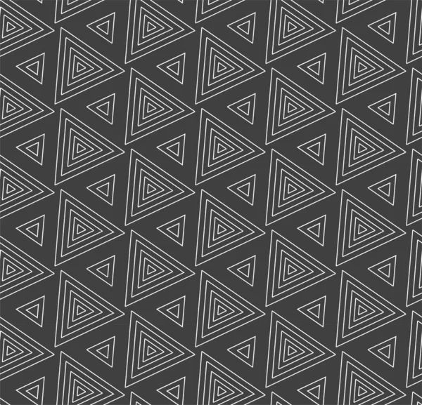 Répétez vecteur monochrome symétrique, texture design. Motif de décor triangulaire graphique rétro répétitif. Minimal continu — Image vectorielle