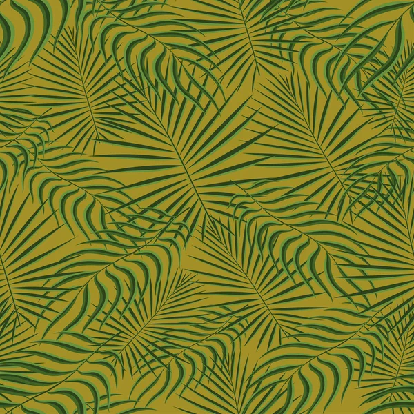 Exotisch tropisch patroon. Tropische bloemen stof mode achtergrond. Palmblad textiel kleur vintage zomer. Natuurlijke bladeren tropisch. Naadloze vector ontwerp voor behang, badmode print decoratie. — Stockvector