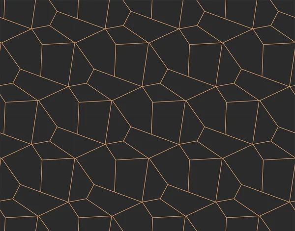 Repetir ornamento gráfico Web Swatch Textura. Vector de onda dorada, patrón de repetición celular. Inconsútil creativo poli, Papel pintado — Vector de stock