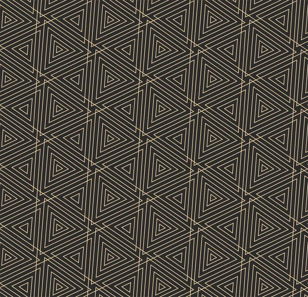 Doré linéaire graphique Triangulaire Texture de papier peint. Vecteur moderne sans couture, modèle de plexus cellulaire. Répéter Rétro Poly, Répéter — Image vectorielle