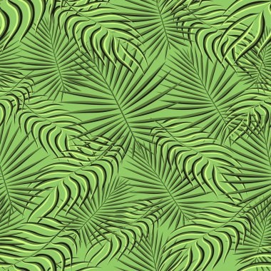 Egzotik tropik desen. Tropikal çiçekli kumaş arka planı. Palmiye yaprağı renkli klasik yaz. Doğal yapraklar tropikal. Duvar kağıdı ve mayo baskı dekorasyonu için kusursuz vektör tasarımı.