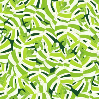 Tropik palmiye yaprakları pürüzsüz arka plan bırakır. Egzotik çiçek desenli yaprak deseni. Kusursuz güzel botanik palmiyesi yaz dekorasyonu tasarımı. Tekstil mayo kalıbı. Vektör.