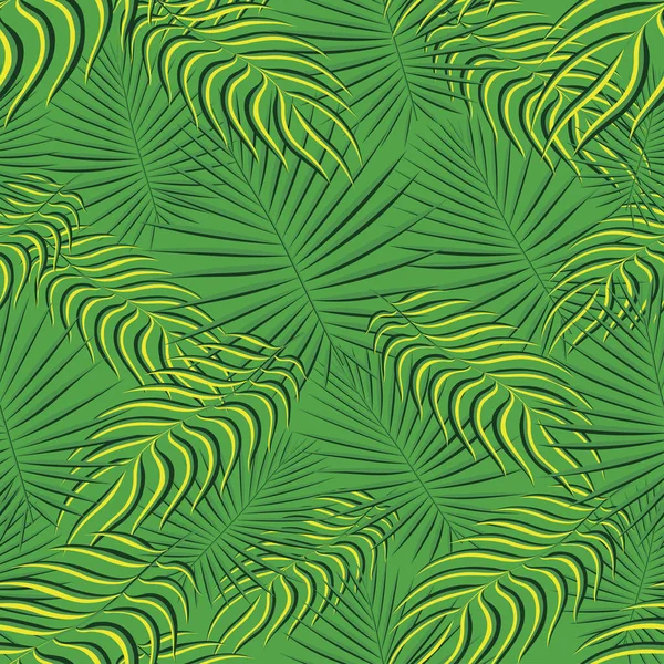 Exotic tropic pattern. Tropical floral fabric fashion background. Palm leaf textile color vintage summer . Natural leaves tropical . Seamless vector design for wallpaper, swimwear print decoration. — Stock Vector
