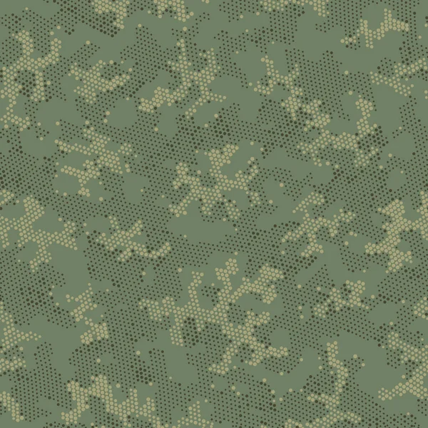 Beige Upprepad monokrom kamouflage, Grafiskt tryck. Sömlös vektor Khaki Konstnärlig, Camo Camo. Brun sömlös militärkamouflage, grafiskt mönster. Sömlös vektormönster Design. — Stock vektor