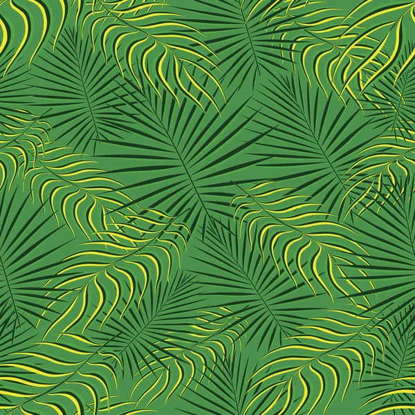 Egzotikus trópusi minta. Trópusi virágos szövet divat háttér. Pálmalevél textil színe évjárat nyár. Természetes levelek trópusi. Varrat nélküli vektor design tapéta, fürdőruha nyomat dekoráció. — Stock Vector