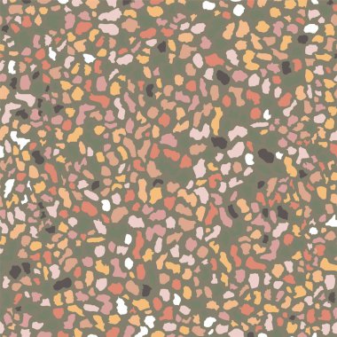 Terrazzo döşeme, pürüzsüz desen, pastel arka plan. Zemin, duvar, kiremit veya tekstil üzerindeki baskı için soyut vektör dokusu tasarımı.
