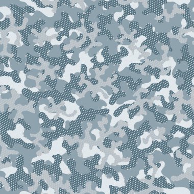 Kış Kusursuz Renk Vektörü Paketi. Kar Kamuflajı Kusursuz Düzen. Tekrarlanan Beyaz Ordu Grafik Arkaplanı. Gri Kamuflaj Ordusu Tekrarlanan Moda Grafik Arkaplanı. Gri