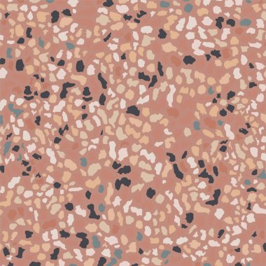 Terrazzo döşeme, pürüzsüz desen, kahverengi arka plan dokusu. Zemin, duvar, kiremit veya tekstil üzerindeki baskı için soyut vektör tasarımı.