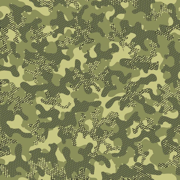 Gröna upprepade kreativa vektormoln. Brown Seamless War Graphic Art. Kamouflage armén oliv kamouflage sömlös mönster. Beige Upprepad militär grafisk omslag. Grön — Stock vektor