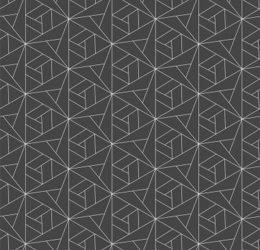 Kusursuz Retro Vektör Üçgen, Tekstil Doku. Dekoratif Grafik Poli Kafes Şablonu 'nu tekrarla. Aralıksız Basit Lüks, 