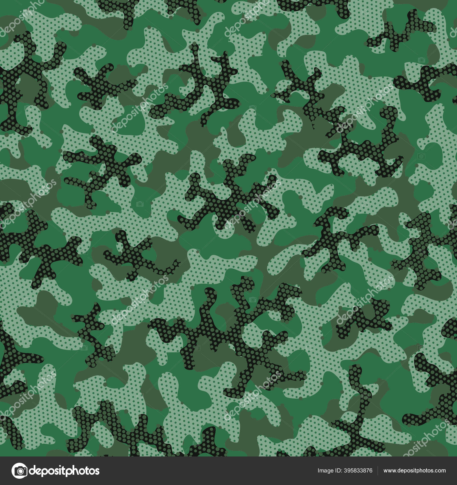 Green Seamless Color Graphic Background. Khaki Camouflage Seamless